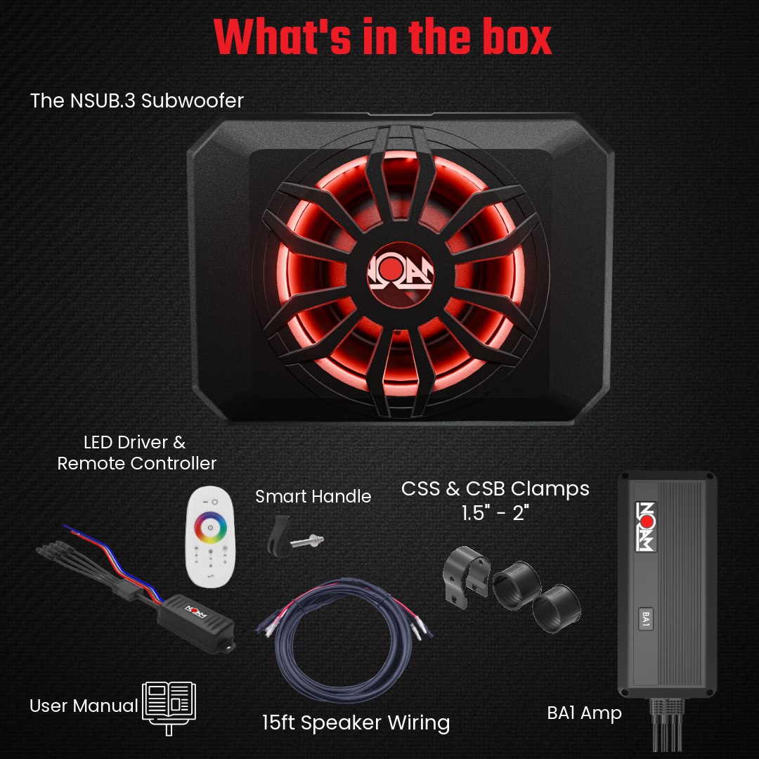 NSUB.3 & BA1 Mono Amp | UTV Audio System with Mounts