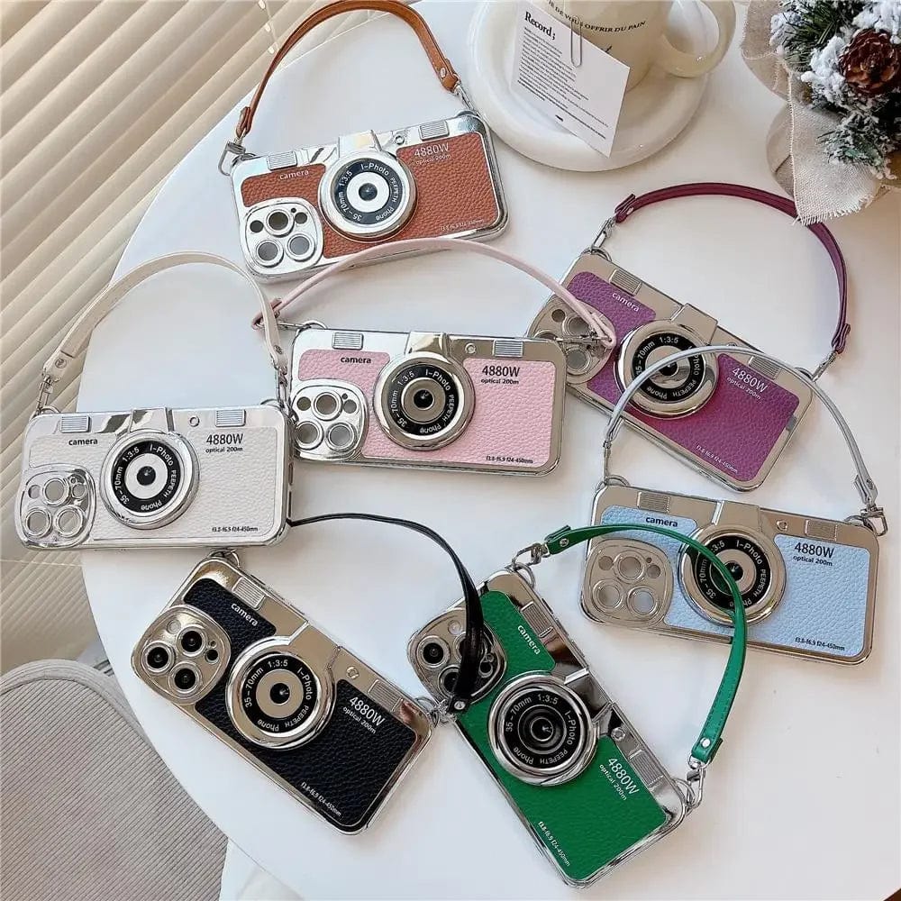 Luxury Retro Stereo Camera Lanyard iPhone Case